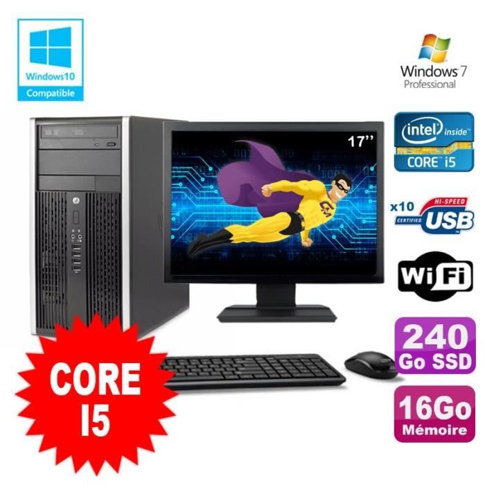 Lot PC Tour HP 8200 Core I5 3.1Ghz 16Go 240Go SSD Graveur WIFI W7 + Ecran 17 - Hewlett packard