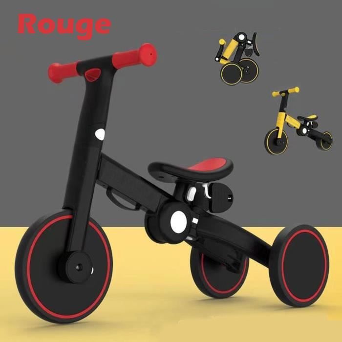 Draisienne 3 Roues Evolutive Tricycle Pliable 3en1 Pedale Amovible Selle Ajustable Gros Bouton Poussoir Petit Enfant 5 ans ROUGE Cdiscount Jeux Jouets