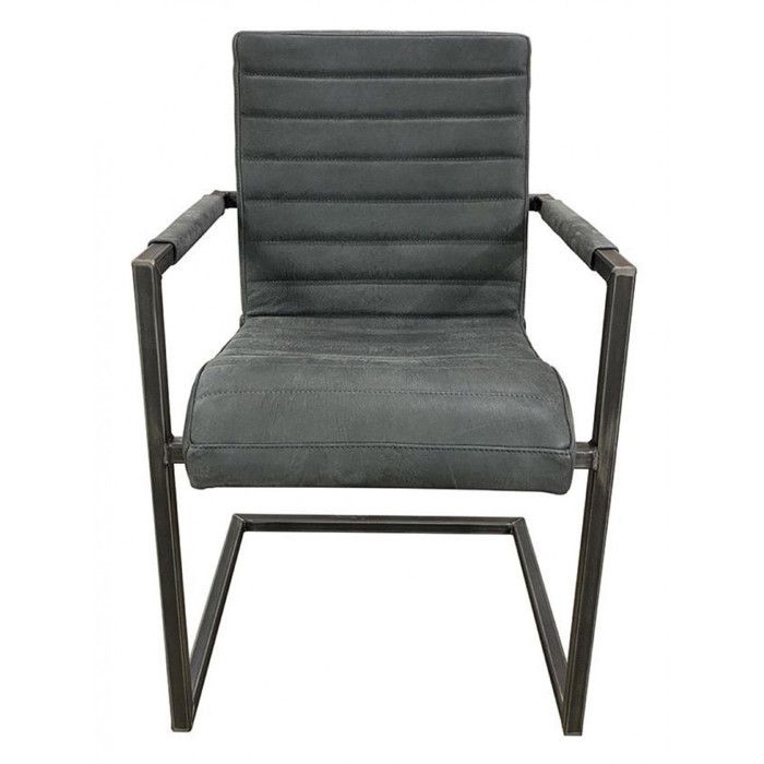 Fauteuil matteo en cuir - Acier - Gris - Interiors Fauteuil matteo en cuir - Acier - Gris - Interiors