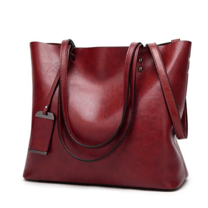 SENDEFN Sac à Main Femme Cuir Grande Capacité - Cabas Shopping Voyage Travail - Bandoulière