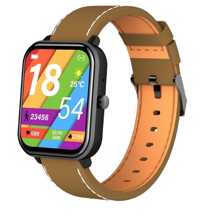 Montre Connect e Sport Fr quence Cardiaque Moniteur De Sommeil Musique Pour Hommes Et Femmes Bracelet En Cuir Jaune