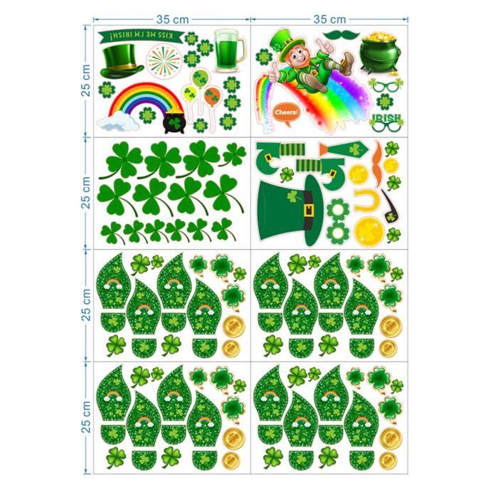 Lot De 290 Autocollants Amovibles Pour La Saint-Patrick - Motif Trèfle Porte -bonheur Irlandais - Pièce Dorée - Pour Fenêtre, Mur - Fournitures De Fête - 10 Feuilles