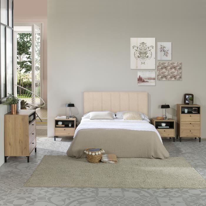 T&ecirc;te de lit tapiss&eacute;e Creta 150x60cm Couleur Beige, 8cm d'&eacute;paisseur