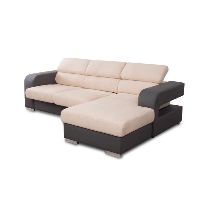 Meteo Canape D Angle Droit 5 Places Simili Gris Anthracite Et