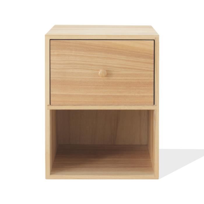 rebecca mobili table de chevet moderne 1 tiroir 1 étagère en bois brun chevet suspendue