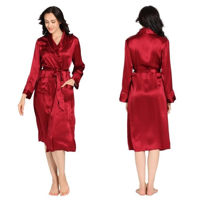 Lilysilk Robe De Chambre Soie Rouge Vineux Achat Vente Robe De