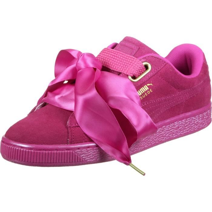 PUMA SUEDE HEART SATIN WNS BASKETS MODE FEMME Rose Cdiscount