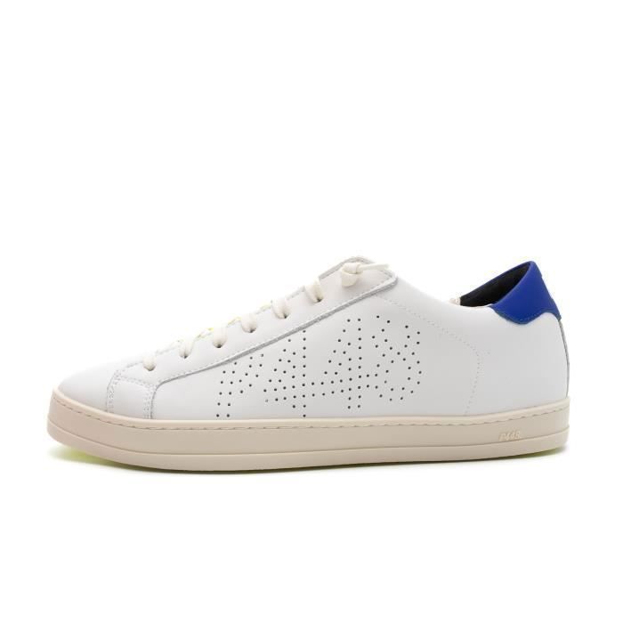 Baskets Homme P448 John Cuir Blanc Lacets Blanc Cdiscount Chaussures
