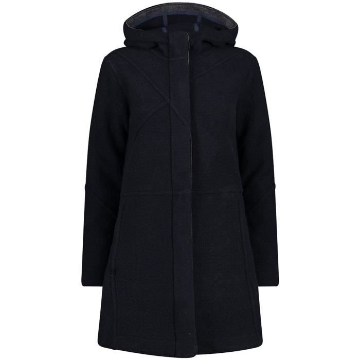 CMP Wooltech Long Coat, Noir et bleu., D34 - Cdiscount Prêt-à-Porter