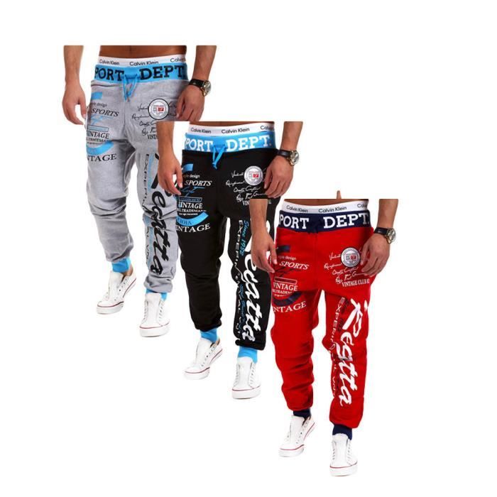 Pantalon de jogging - Luxe - Imprimé - Homme - Bleu - Taille élastique - Coton
