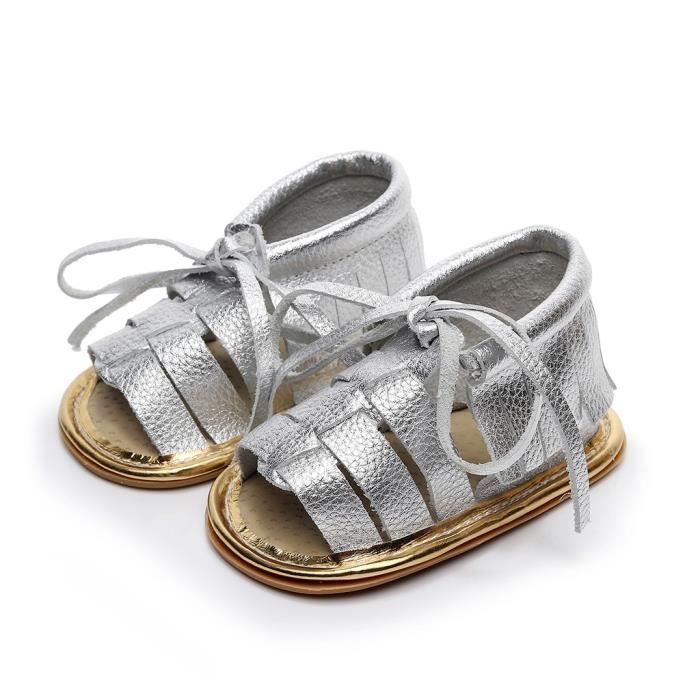 Tout Petits Enfants Bebe Filles Garcons Franges En Cuir Semelle Solide Sandales Souples Chaussures Argent Achat Vente Sandale Nu Pieds Cdiscount