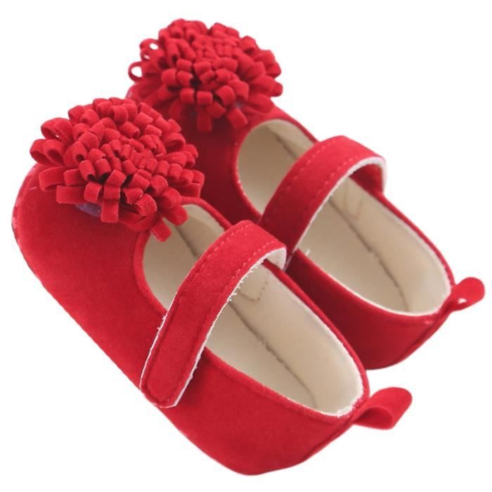 Chaussons Bébé Fille Premier Pas - Semelle Douce Antidérapante - Motif Points Colorés, Dentelle - Taille 7 (env. 1 An)