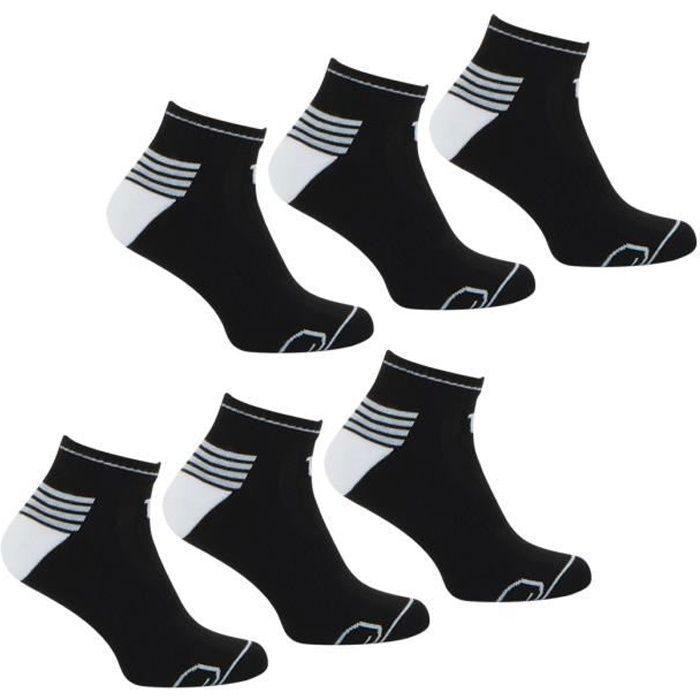 WILSON LOT DE 6 PAIRES DE CHAUSSETTES BASSES NOIR GRIS HOMME Noir