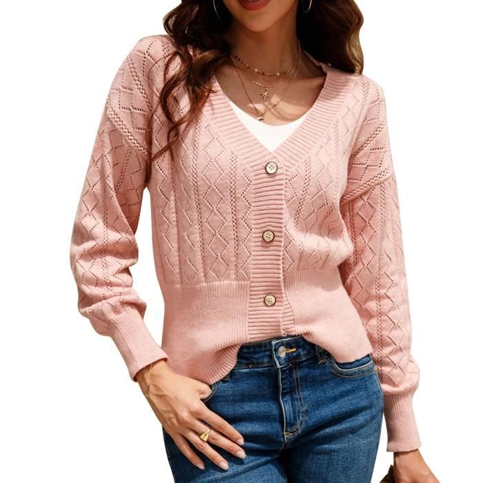 Cardigan femme tricoté chic avec boutons