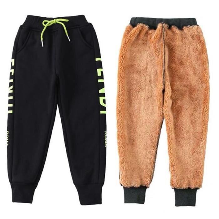 Pantalon Sport Hiver Fille Pantalon de Jogging Double Sherpa Polaire Epaisse Chaud Enfant