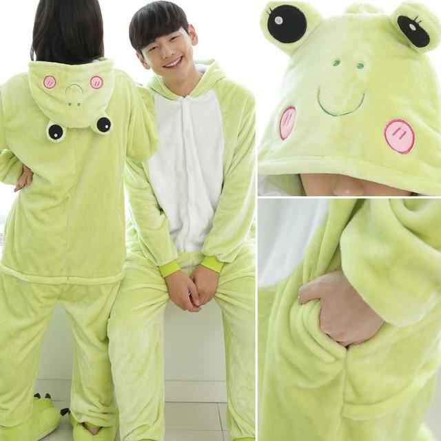 Pyjama Licorne Collection Frog F50679 Flanelle Adulte Blanc Vert Blanc Cdiscount Pret a Porter