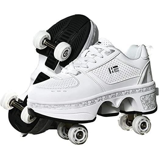 XPF Chaussures De Patin à roulettes avec Roues Simples/Doubles Chaussures à roulettes  Chaussures à roulettes Enfants Garçons Filles Baskets à roulettes Chaussures  avec Roues,Whitesingle-32 : : Mode