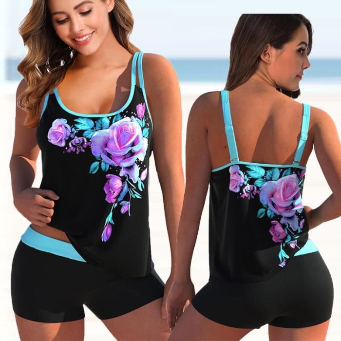 Maillot de bain,Tankini grande taille imprimé, maillot de bain femmes