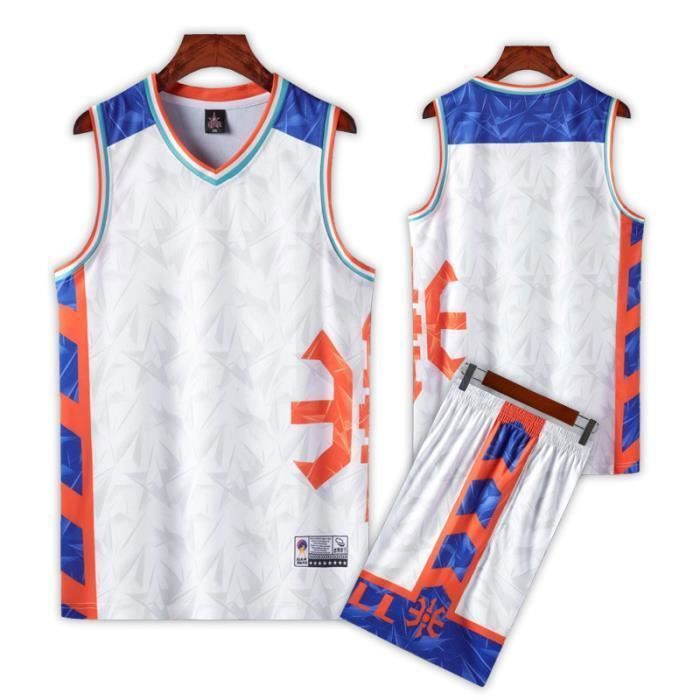 Vêtement Basket-Ball Enfant 2 Pieces Ensemble Maillot et Short Sport Training Séchage Rapide Respirant - Blanc
