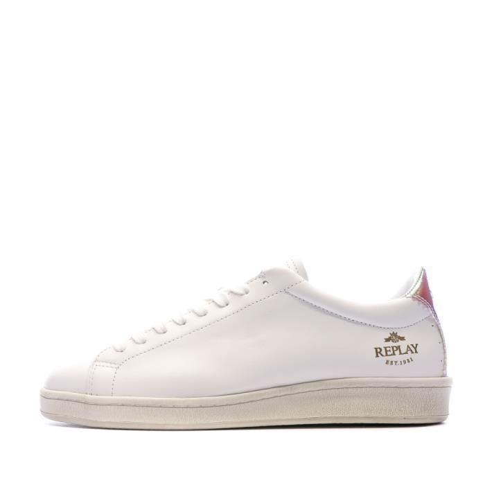 Replay Baskets Blanches Femme Replay Heywood - Chaussures basses - Cuir et imitation de cuir - Lacets