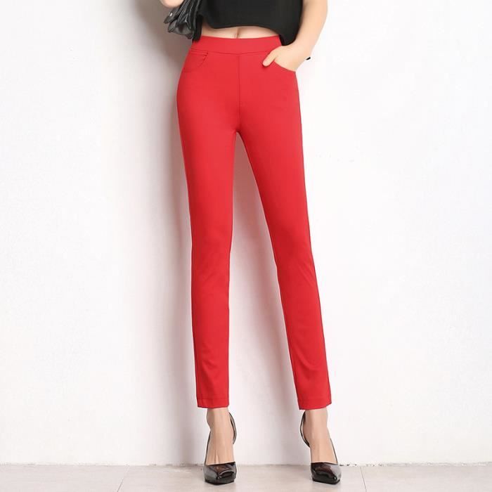 Pantalon femme couleur unie taille élastique longueur cheville printemps  été pur coton poche dames pantalon – les meilleurs produits dans la  boutique en ligne Joom Geek