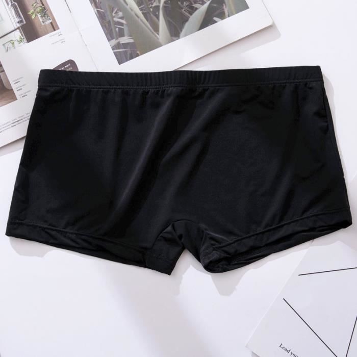 Boxer Long En Soie Glacée Pour Homme Avec Pochette Latérale - Tissu Respirant Confortable (M Gris)