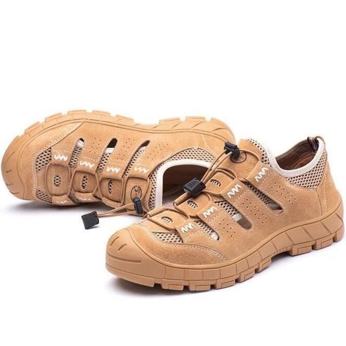 Chaussures de securite ete respirant anti crash anti crevaison POFH Homme Noir Synthetique Noir Cdiscount Pret a Porter