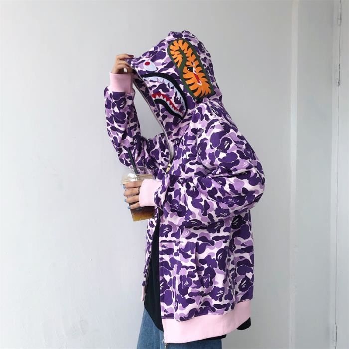 Sweat capuche femme requin dessin anim veste zipp e