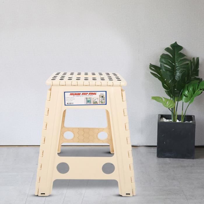 Tabouret Pliant Enfant Blanc - Capacité 68kg, Antidérapant, Léger, Pour Salle De Bain, Cuisine, Camping - 9