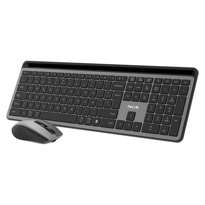 Kit Clavier et Souris - NGS - Eclipse - Silencieux - Rechargeable - Multi-Mode (2.4GHz BT1 BT2)