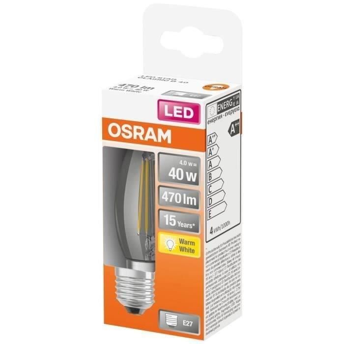 OSRAM - LED flamme clair filament 4W E27 470lm 2700K chaud