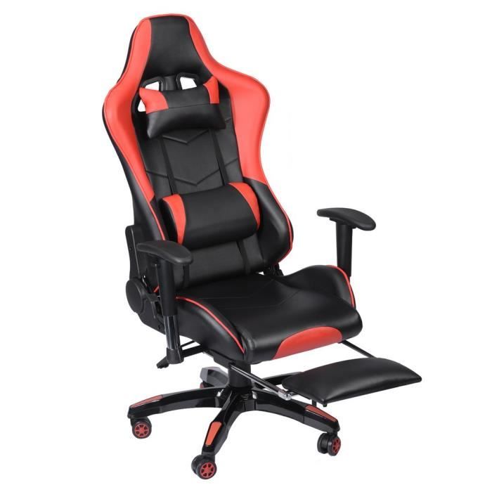 Fauteuil De Bureau Chaise De Jeu Gaming Gamer Avec Repose Pied Pivot A 135 Hauteur Reglable Achat Vente Chaise De Bureau Cdiscount