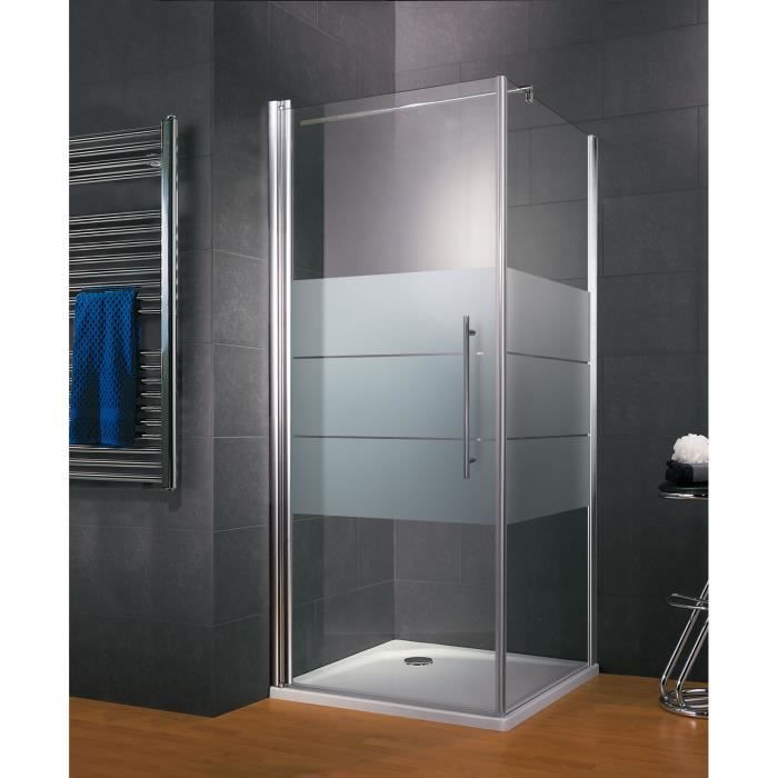 Schulte porte de douche pivotante + paroi latérale 80x80x193 cm verre 5 mm anticalcaire dépoli light profilé aspect chromé