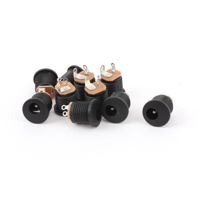 10 Connecteurs Jack DC 5,5 X 2,1 Mm – Fiche Et Embase Panneau Métallique, 12V 3A, Soudure