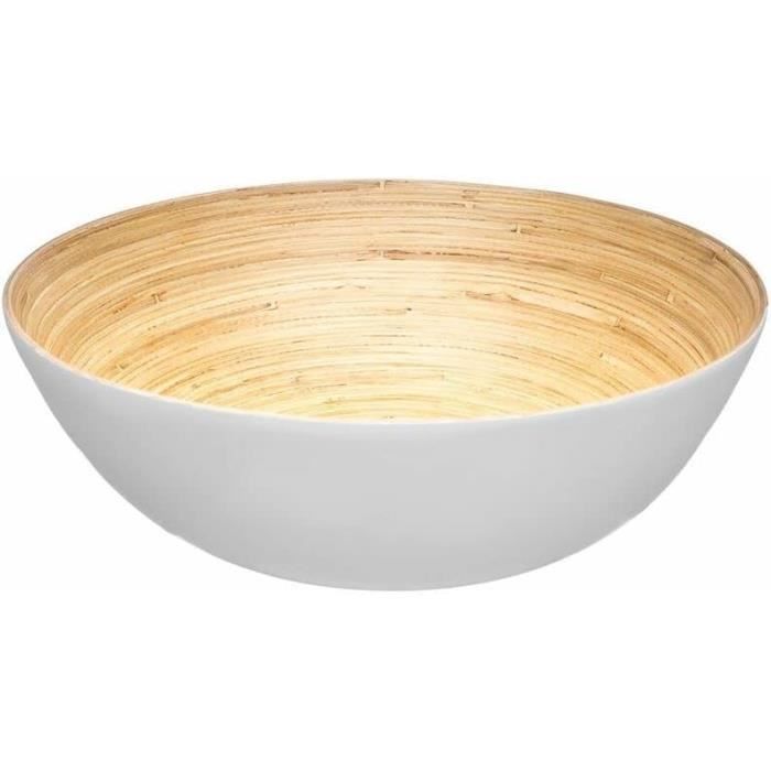 Saladier En Bambou Blanc 30cm - Décoration Naturelle - Multi-usage Cuisine Et Décoration
