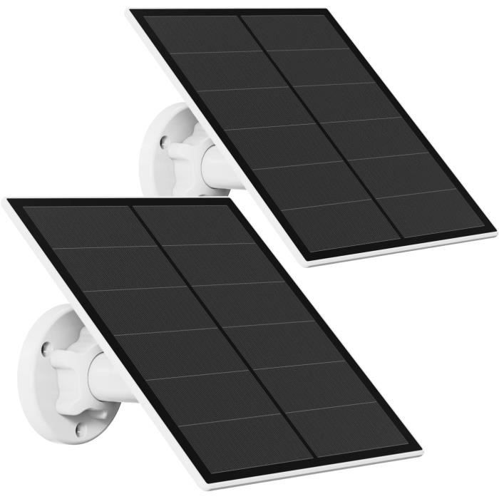 Panneau Solaire 5W Pour Caméra Sécurité – Lot De 2 – Ports Micro USB Et USB-C