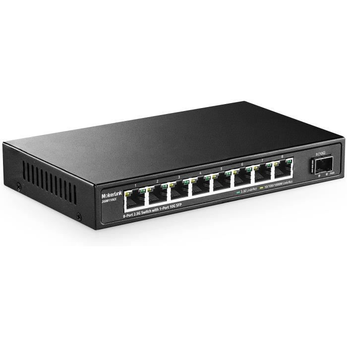 NICGIGA Commutateur Ethernet 18 Ports - 16x 2,5G + 2x SFP+ 10G - Switch Non Géré Plug & Play - Métal Sans Ventilateur