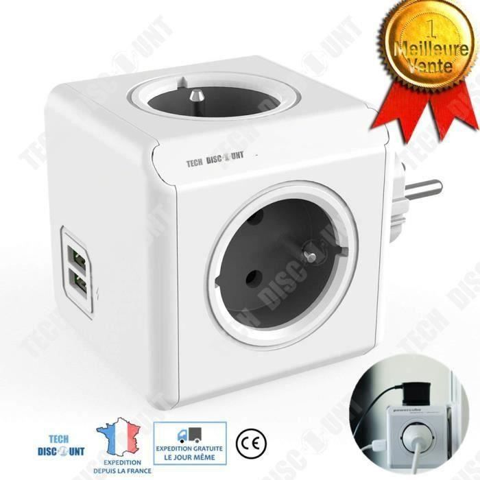 Td Bloc Mural Multiprise Usb Avec 5 Prises Electrique Secteur Cuisine Bureau Plan De Travail Sans Cables Rapide Voyage Sans Fil Cdiscount Bricolage