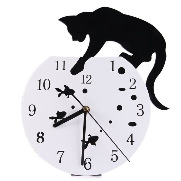 Tofern Horloge Murale Pendule 3d Chat Silencieuse Diy Decoration Ideale Pour Chambre Salon Cuisine Bureau Animal Chat Espiegle Blanc Cdiscount Maison