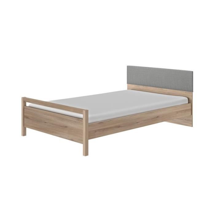 Cadre + Tête de lit 120*190 cm Chêne clair TILY L 128 x l 197 x H