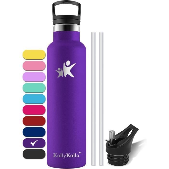 HoneyHolly Gourde Isotherme 500 ML, Gourde INOX Avec Paille, Bouteille