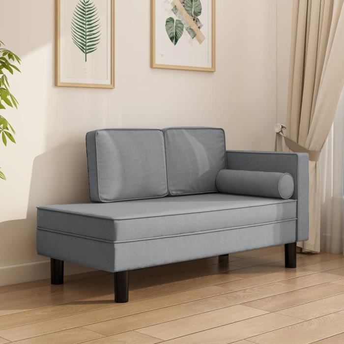 Chaise longue avec coussins gris clair 114x205x73 cm poly rotin vidaXL