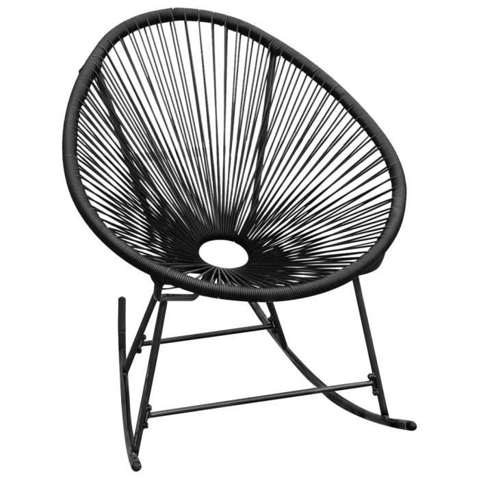 "top" chaise à bascule d'extérieur jili - fauteuil d'extérieur noir résine tressée,7,6 kg