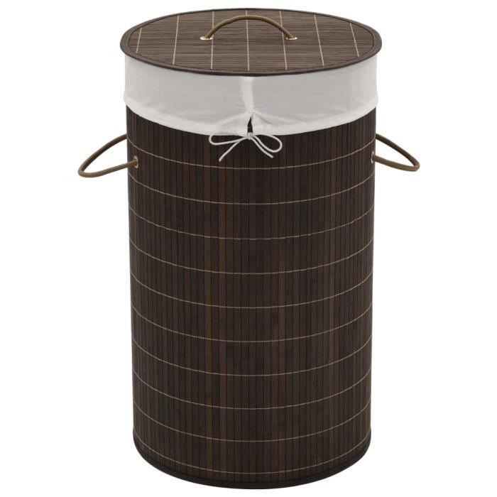 vidaXL Panier à linge rond en bambou Marron foncé