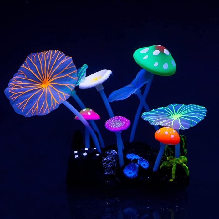 Comparer les prix de Aquarium corail plante décoration imitation champignon feuille de lotus décoration réaliste silicone décoration aquarium paysage-B