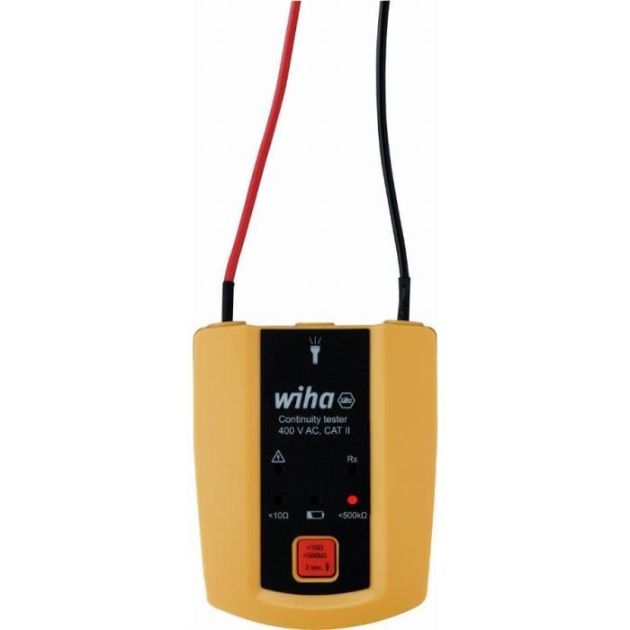 Testeur de continuité WIHA 400 V AC Cat. II + 2 piles AAA incluses - 45222