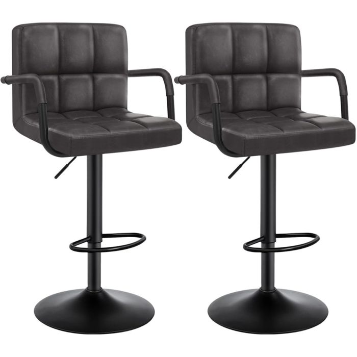 WOLTU Lot de 2 Tabourets de bar avec dossier Siège bien rembourré en similicuir Pieds en acier 37x51x112 cmNoir