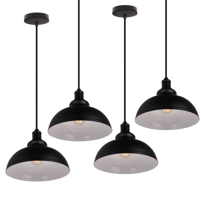 UNI Suspension Luminaire Industrielle E27 29cm 4PCS Plafonnier Lustre Suspendue pour Cuisine Chambre Salon Salle à Manger