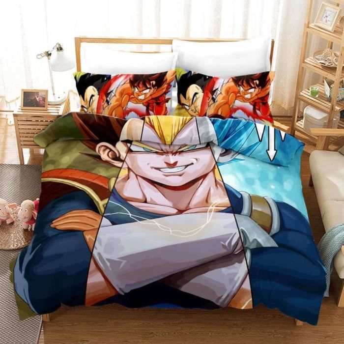 Housse de couette Dragon Ball Z bleu 140 x 200 cm + Taie d'oreiller