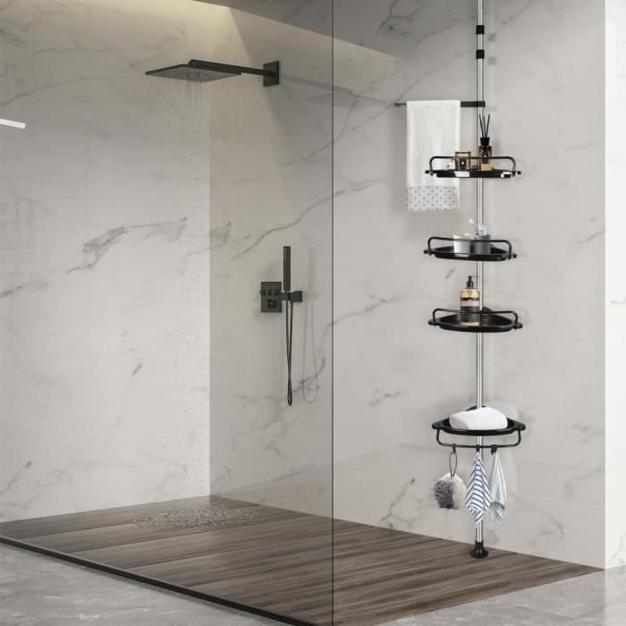 Étagère de Douche Réglable - XJING - Hauteur: 105-310cm - Accessoires de salle de bain - INOX+ PP